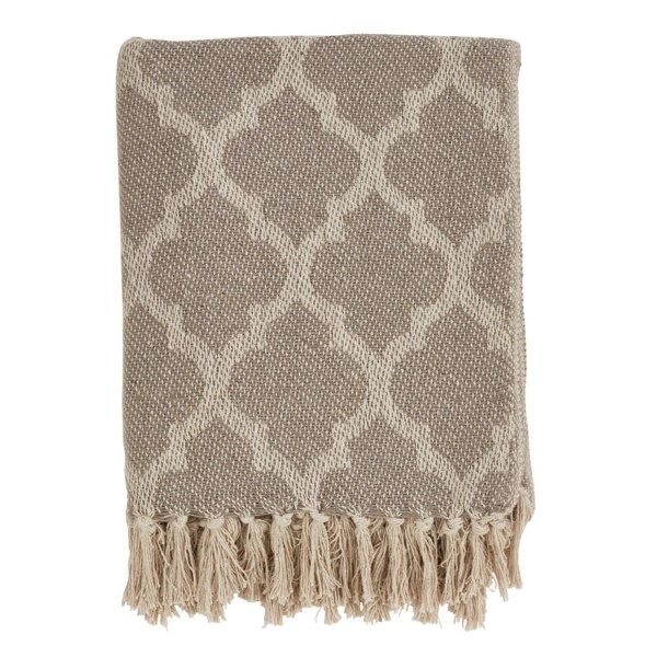 Tan Geometric Fringe Throw Blanket Kirklands Home