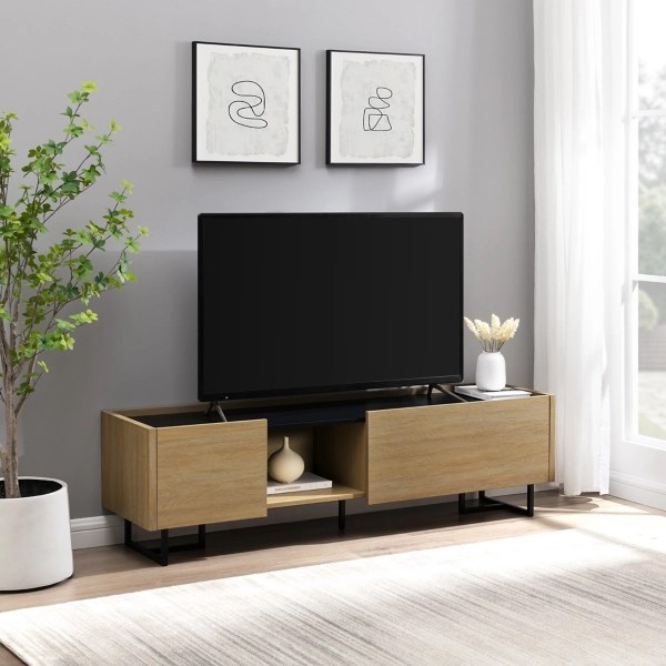 Natural Wood and Marble 2Door TV Stand Kirklands Home