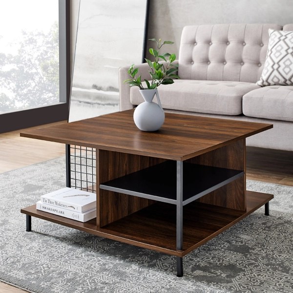 Retro Open Storage Square Coffee Table Kirklands Home