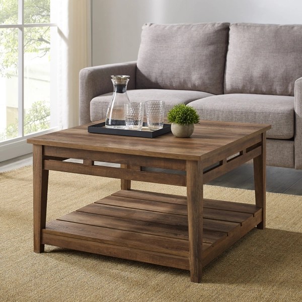 Brown Wood Slatted Shelf Coffee Table Kirklands Home