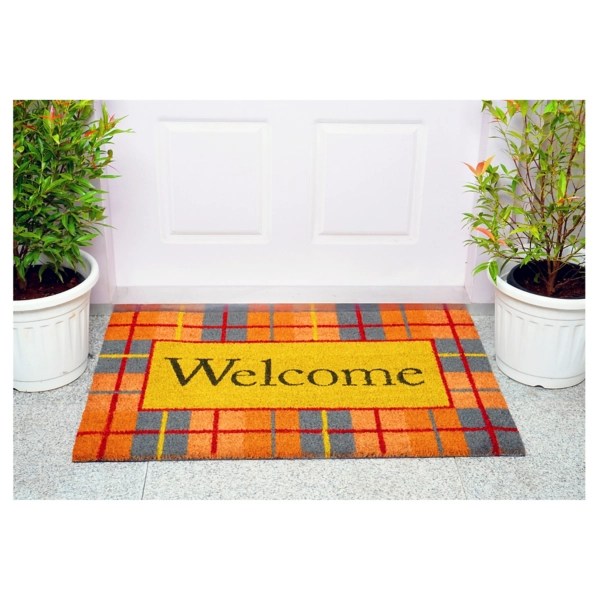 Outdoor Fall Colors Plaid Harvest Doormat Kirklands Home