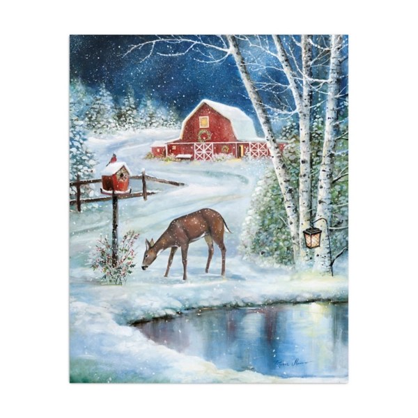 Red Barn with Deer Canvas Art Print Kirklands Home