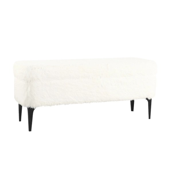 White Fur Storage Bench Kirklands Home
