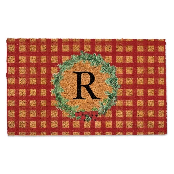 Personalized Plaid Christmas Monogram Doormat Kirklands Home
