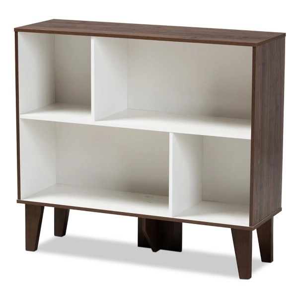 Brown and White 4Cubby Modern Bookshelf Kirklands Home