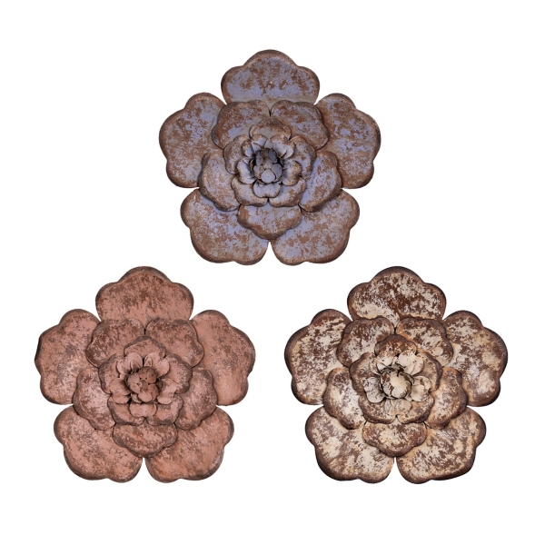 Multicolor Metal Flower Wall Plaques, Set of 3 Kirklands Home
