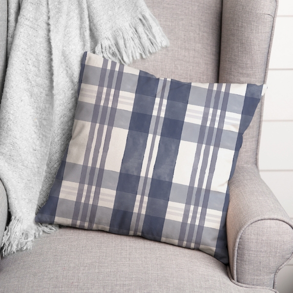 Dusty Blue Plaid Harvest Throw Pillow Kirklands Home