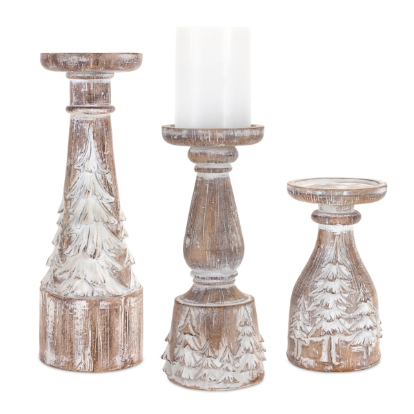 Whitewashed Winter Forest Candle Holders, Set of 3 Kirklands Home