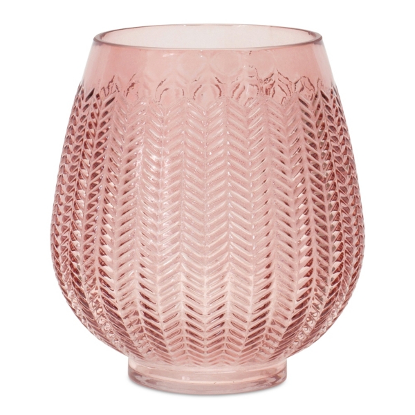 Round Pink Textured Glass Vase, 8 in. Kirklands Home