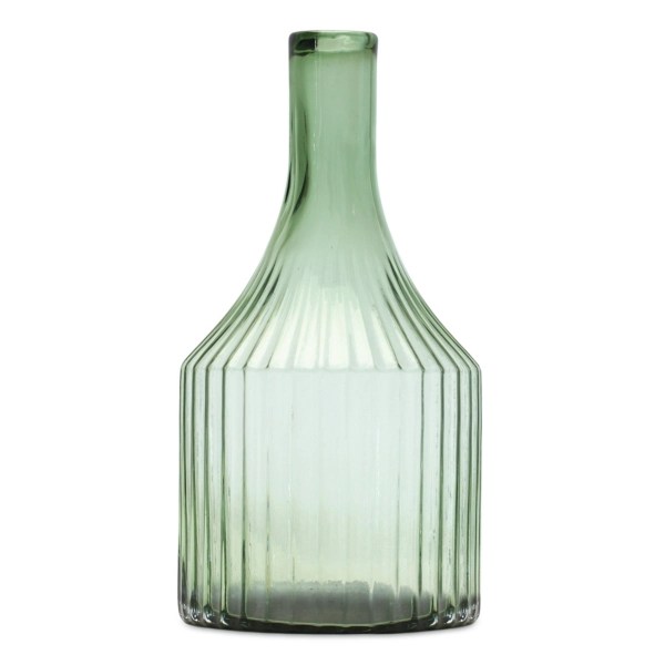 Green Ribbed Glass Bottle Vase, 11 in. Kirklands Home