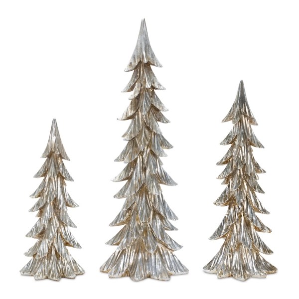Silver Brushed Tabletop Christmas Trees, Set of 3 Kirklands Home