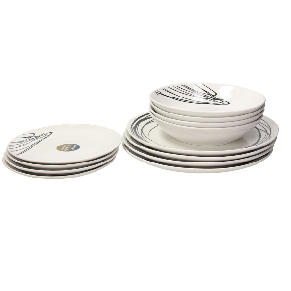 Black Brushstrokes 12pc. Dinnerware Set Kirklands Home
