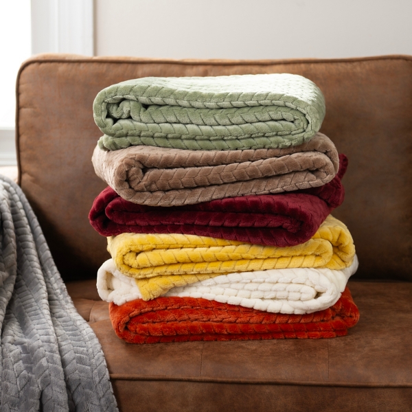 Kirklands Taupe Heavenly Herringbone Plush Throw Hamilton Place