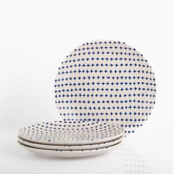 Indigo Geometric Print Salad Plates, Set of 4 Kirklands Home