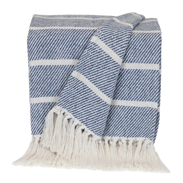 Blue Herringbone Striped Throw Kirklands Home