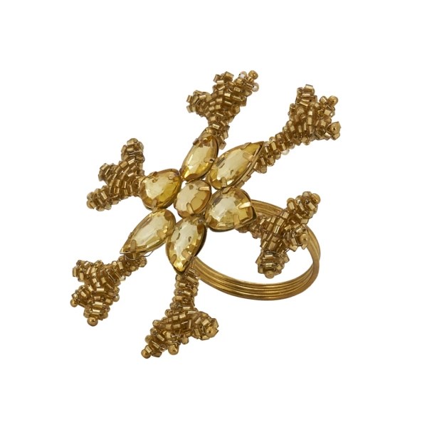 Gold Beaded Snowflake Napkin Rings, Set of 4 Kirklands Home