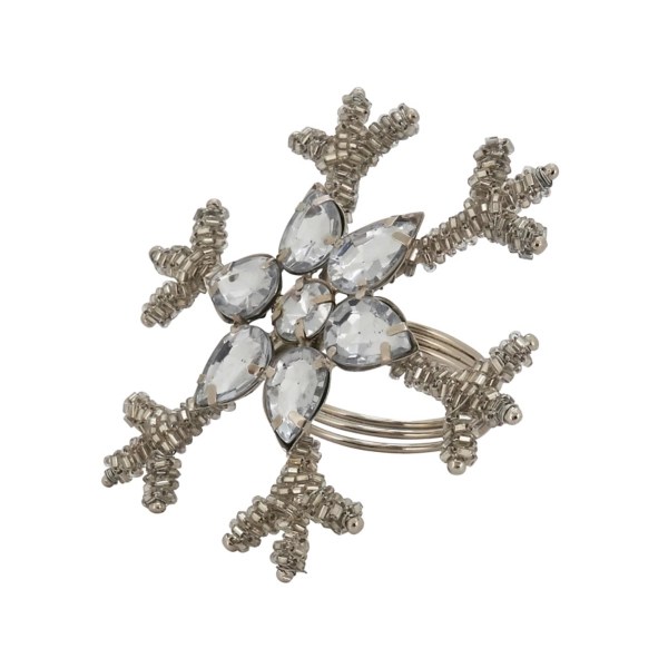 Silver Beaded Snowflake Napkin Rings, Set of 4 Kirklands Home
