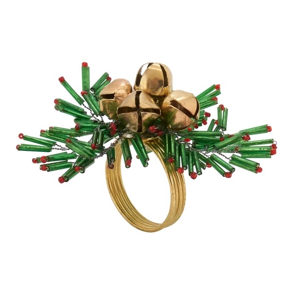 Gold Bells and Holly Napkin Rings, Set of 4 Kirklands Home