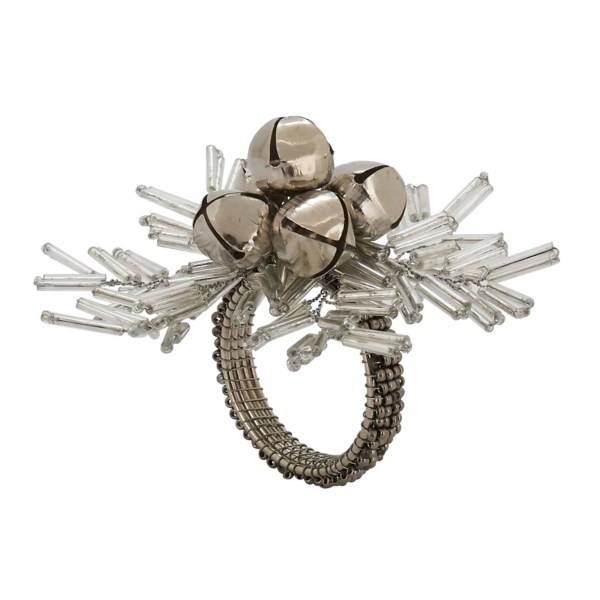 Silver Bells and Holly Napkin Rings, Set of 4 Kirklands Home