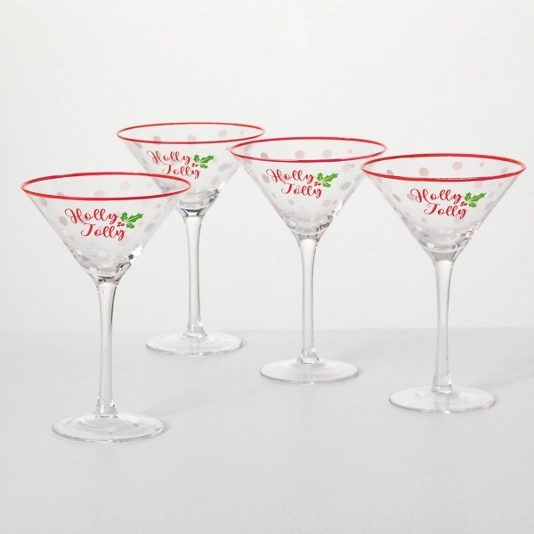 Red Christmas Martini Glasses, Set of 4 Kirklands Home