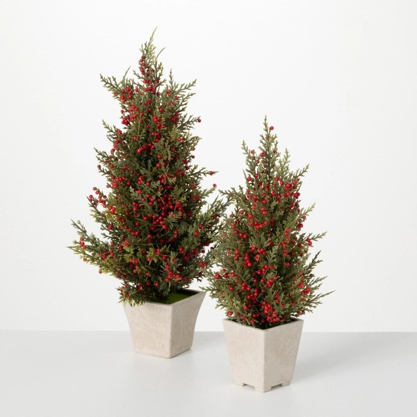Red Berry and Cedar Potted Trees, Set of 2 Kirklands Home