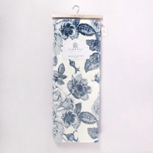 Blue Floral Velvet Throw Kirklands Home
