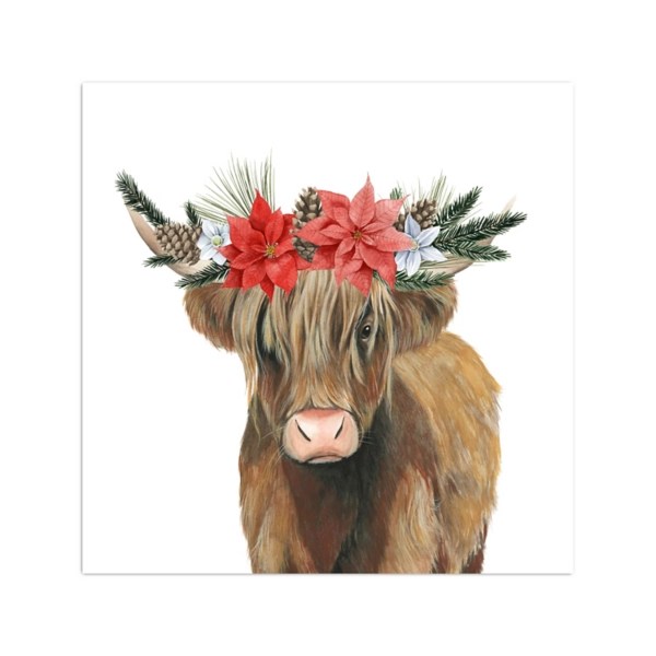 Poinsettia Highland Cow Canvas Art Print Kirklands Home