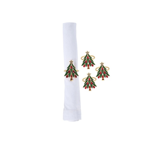 Embellished Christmas Tree Napkin Rings, Set of 4 Kirklands Home