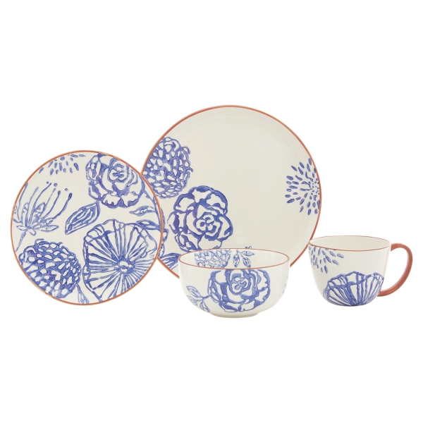 Ivory and Blue Floral 16pc. Dinnerware Set Kirklands Home