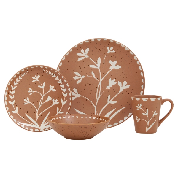Rust and Cream Floral 16pc. Dinnerware Set Kirklands Home