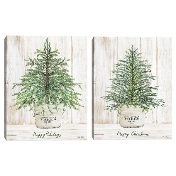Happy Holidays Merry Christmas Trees 2pc. Art Set Kirklands Home