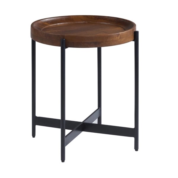 Acacia Wood Round Tray Top Side Table Kirklands Home