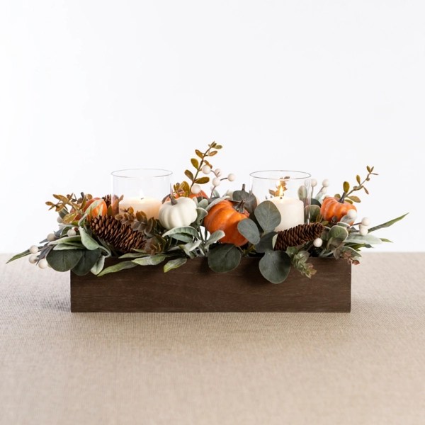 Greenery and Pumpkin Candle Centerpiece Kirklands Home
