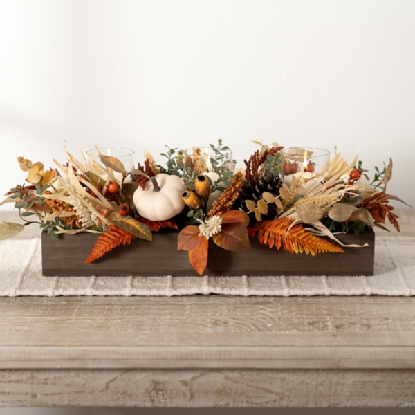 Pumpkin and Harvest Foliage Candle Centerpiece Kirklands Home