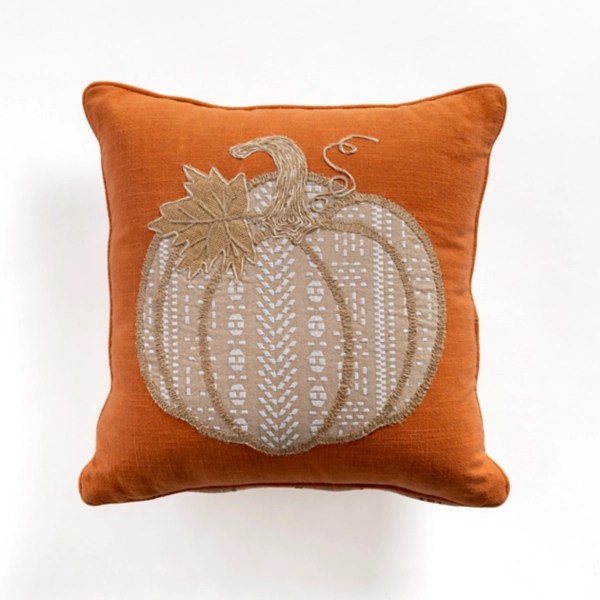 Orange Embroidered Pumpkin & Plaid Pillow Kirklands Home