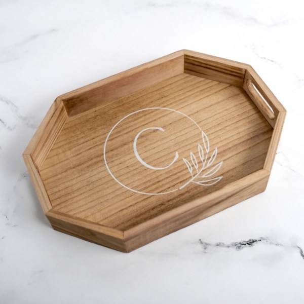 Natural Wood Monogram C Decorative Tray Kirklands Home