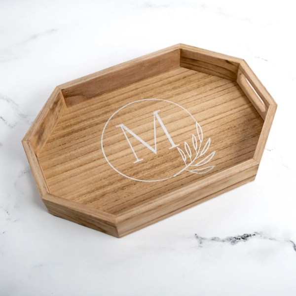 Natural Wood Monogram M Decorative Tray Kirklands Home
