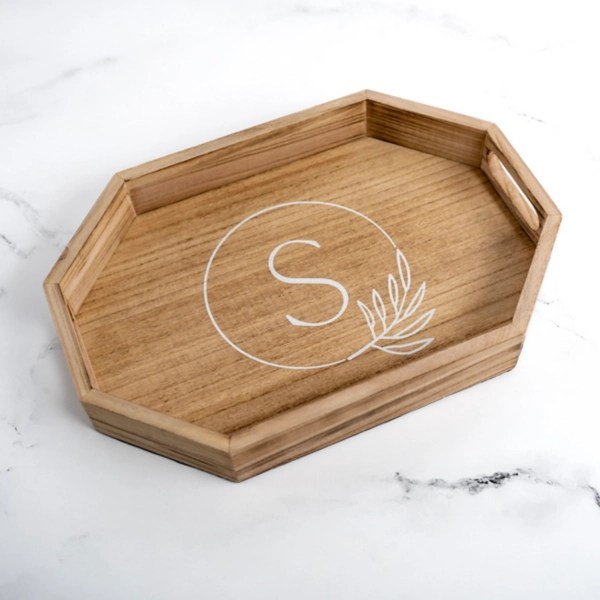 Natural Wood Monogram S Decorative Tray Kirklands Home