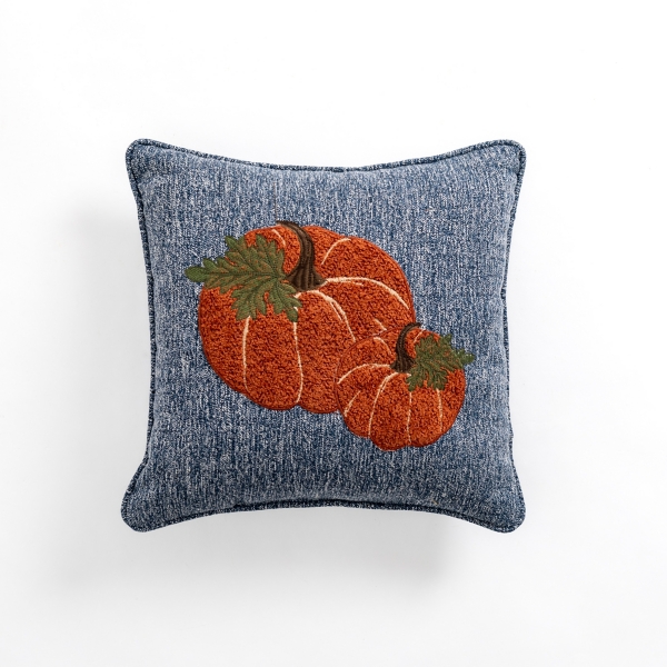 Mini Blue Embroidered Pumpkins Pillow Kirklands Home