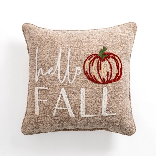 Hello Fall Pumpkin Embroidered Pillow Kirklands Home