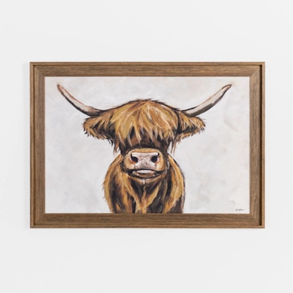 Furry Highland Cow Brown Wood Framed Art Print Kirklands Home