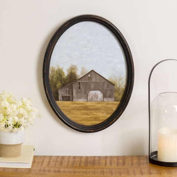 Barn Landscape Oval Framed Art Print Kirklands Home