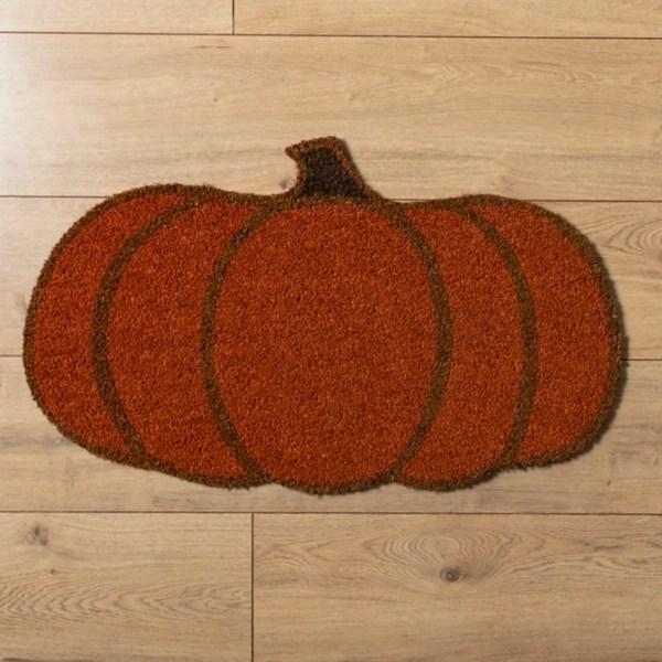Orange Pumpkin Shaped Coir Doormat Kirklands Home