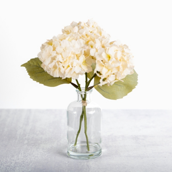 Cream Hydrangea Arrangement in Glass Vase Kirklands Home
