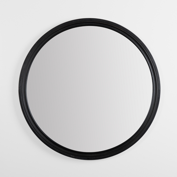Round Black Wood Ridged Mirror Kirklands Home