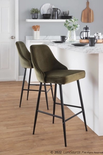 Green Velvet Upholstered Counter Stools, Set of 2 Kirklands Home