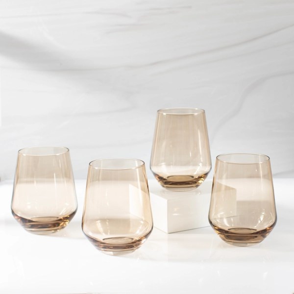 Wheat Soft Angled Stemless Wine Glasses, Set of 4 Kirklands Home