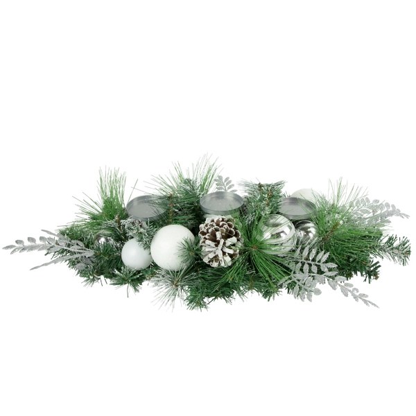 Green Pine and Ornament Candle Centerpiece Kirklands Home