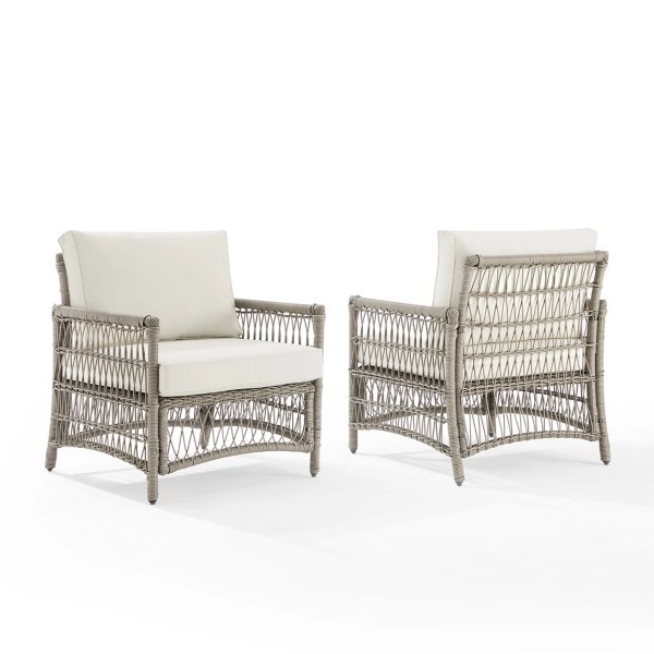 Ivory and Gray Wicker Outdoor Chairs, Set of 2 Kirklands Home