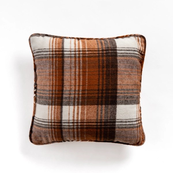 Mini Orange and Brown Flannel Plaid Pillow Kirklands Home